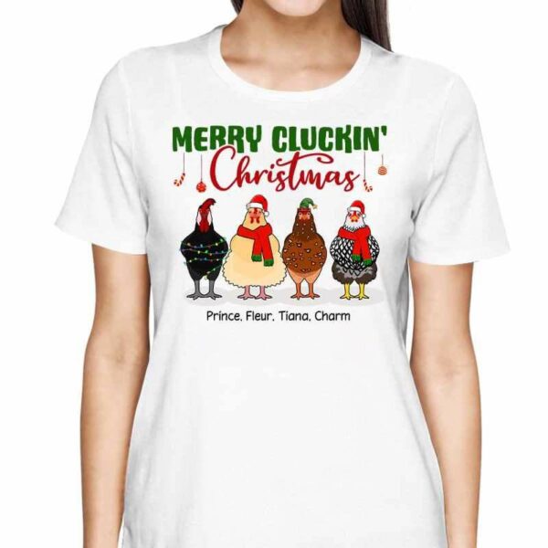 T-Shirt Merry Cluckin‘ Christmas Chicken Personalized Shirt