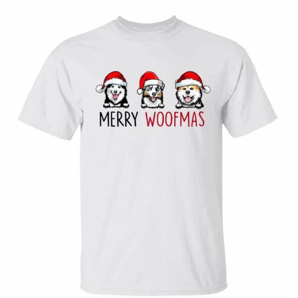 T-Shirt Merry Woofmas Peeking Dog Christmas Personalized Shirt Classic Tee / White Classic Tee / S