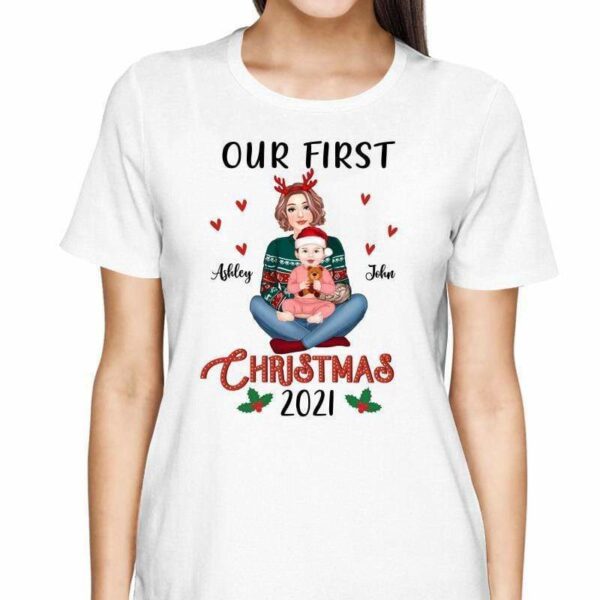 T-Shirt Our First Christmas Mom & Baby Personalized Shirt