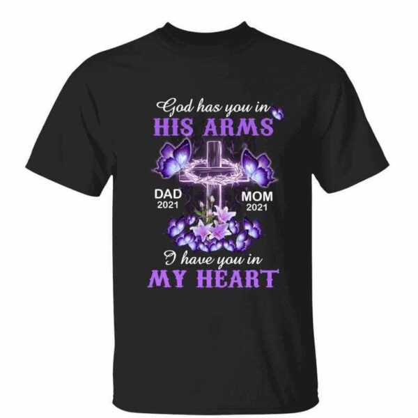 T-Shirt Purple Butterflies Cross Memorial Personalized Shirt Classic Tee / Black Classic Tee / S