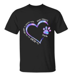 T-Shirt Road Paved With Paw Prints Colorful Personalized Shirt Classic Tee / Black Classic Tee / S