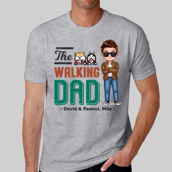 T-Shirt The Walking Dad Man & Peeking Dog Personalized Shirt