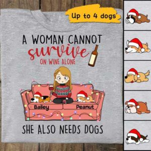 T-shirts A Chibi Girl Wine And Dogs Personalized Shirt Classic Tee / S / Ash