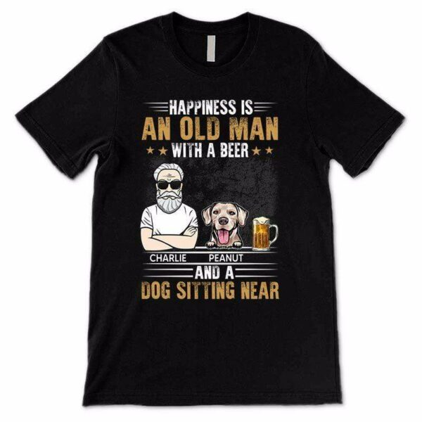T-shirts An Old Man With Beer And Dog Personalized Shirt