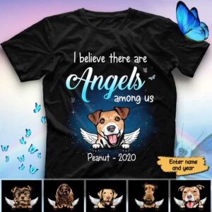 T-shirts Angels Among Us Dogs Memorial Personalized Shirt Classic Tee / S / Black