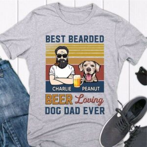 T-shirts Best Bearded Beer Loving Dog Dad Personalized Shirt Classic Tee / S / Ash