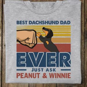 T-shirts Best Dachshund Dog Dad Ever Just Ask Retro Personalized Shirt Classic Tee / S / Ash