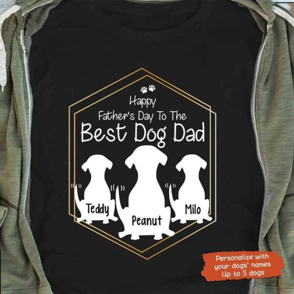 T-shirts Best Dog Dad Father Day Personalized Dog Dad Shirt Classic Tee / S / Black