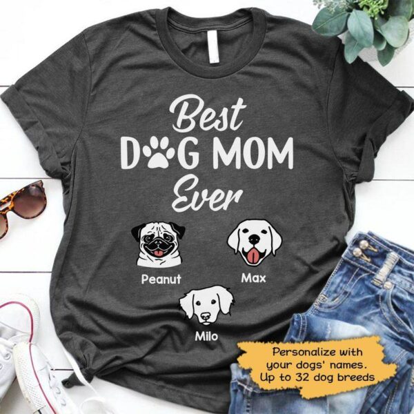 T-shirts Best Dog Mom Ever Personalized Dog Mom Shirt Classic Tee / S / Dark Heather