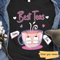T-shirts Besties Cute Tea Bags Personalized Shirt Classic Tee / S / Black