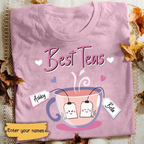 T-shirts Besties Cute Tea Bags Personalized Shirt Classic Tee / S / Light Pink