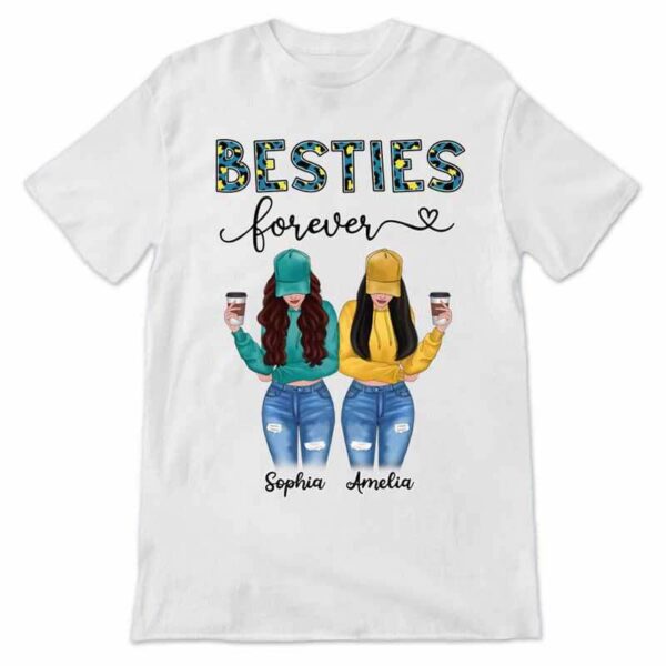 T-shirts Besties Forever Modern Girls Leopard Personalized Shirt