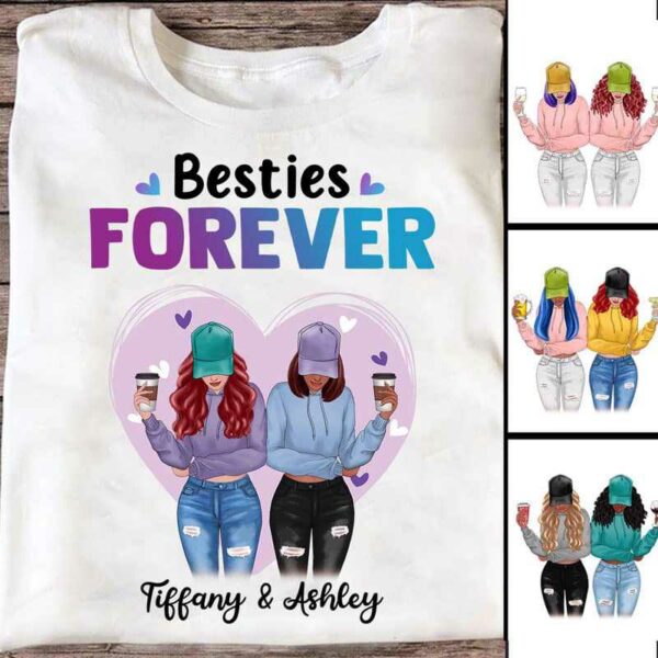 T-shirts Besties Forever Modern Girls Personalized Shirt Classic Tee / S / White