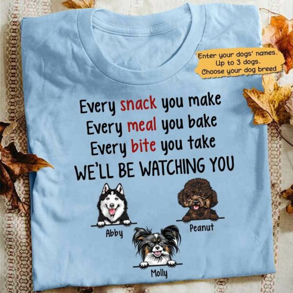 T-shirts Cute Dog Will Be Watching You Personalized Dog Shirt Classic Tee / S / Light Blue