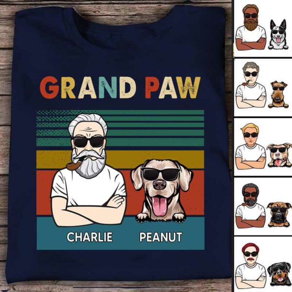 T-shirts Grandpaw Dog Old Man Personalized Shirt Classic Tee / S / Navy