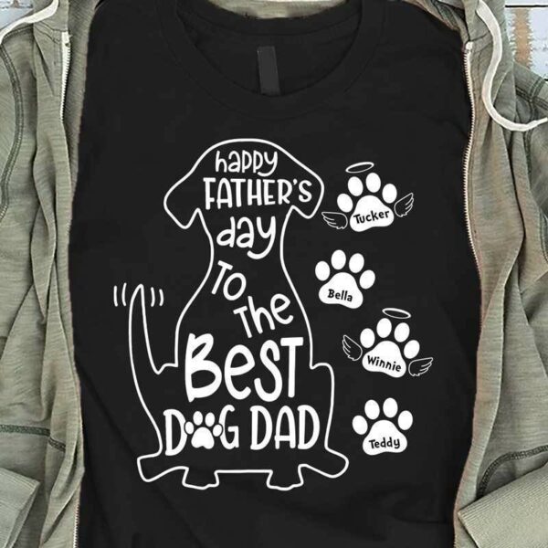 T-shirts Happy Father Day To The Best Dog Dad Personalized Dog Dad Shirt Classic Tee / S / Black