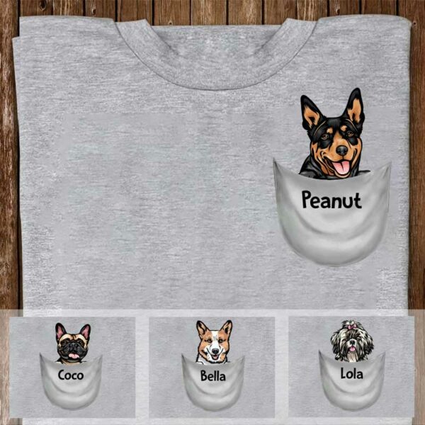 T-shirts Peeking Dog Pocket Personalized Shirt