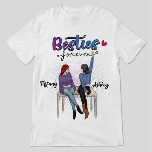 T-shirts Sitting Besties Trouble Together Personalized Shirt