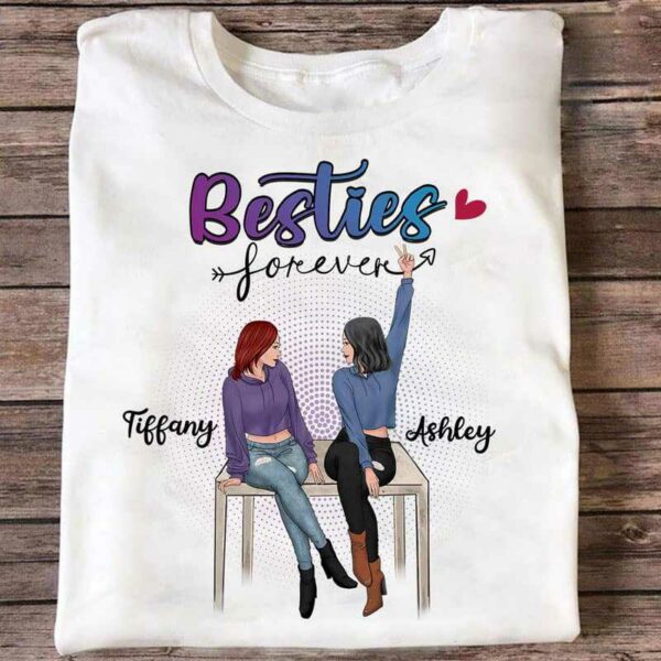 T-shirts Sitting Besties Trouble Together Personalized Shirt Classic Tee / S / White