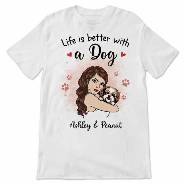 T-shirts Strong Woman Dog Mom Personalized Shirt