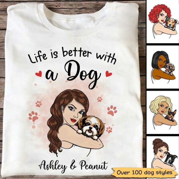 T-shirts Strong Woman Dog Mom Personalized Shirt Classic Tee / S / White