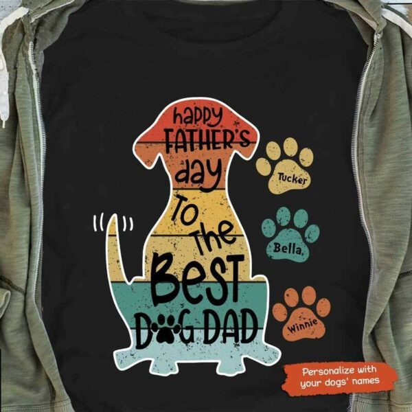 T-shirts The Best Dog Dad Retro Personalized Dog Dad Shirt Classic Tee / S / Black