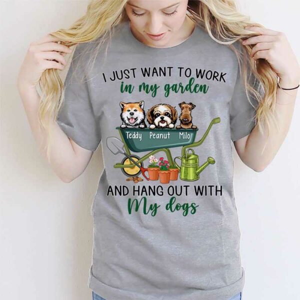 T-shirts Work In Garden And Hang Out With Dogs Personalized Shirt