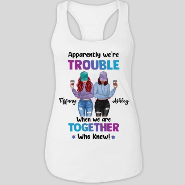 Tank top We‘re Trouble Besties Front View Personalized Tank Top