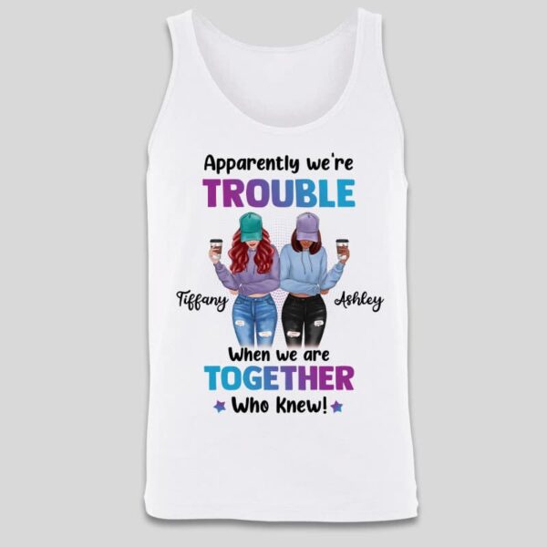 Tank top We‘re Trouble Besties Front View Personalized Tank Top