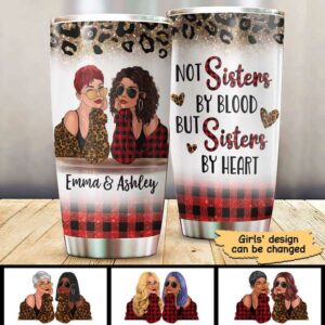 Tumbler Leopard And Checkered Besties Personalized Tumbler 20oz