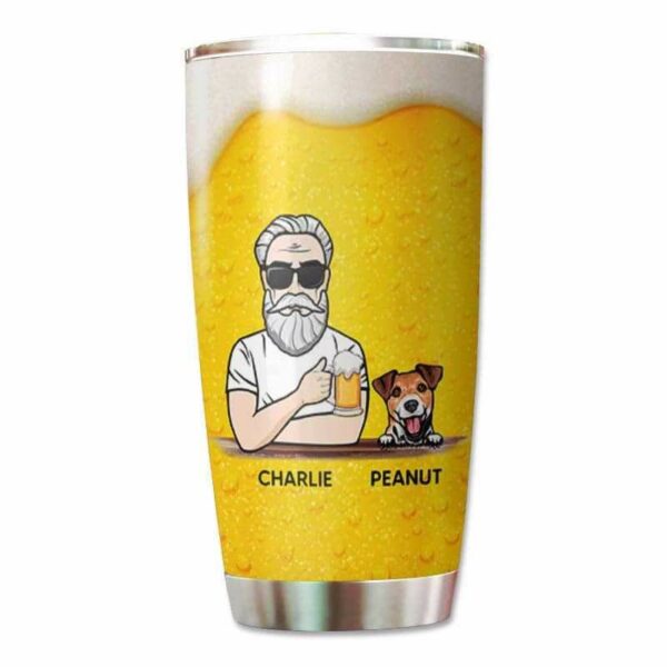 Tumbler Old Man Beer Dog Personalized Tumbler 20oz