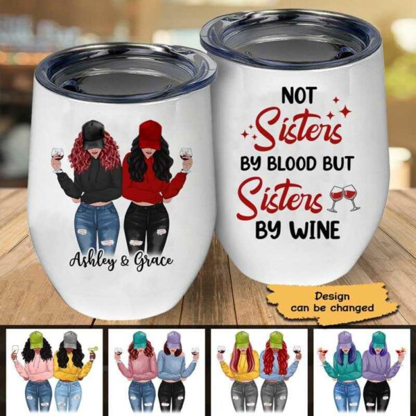 Wine Tumbler Sisters By Wine Modern Besties Personalized Wine Tumbler 12oz