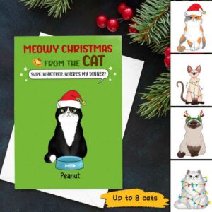 Cards Cats Where‘s My Dinner Christmas Personalized Cards 5x7 / 1 Card