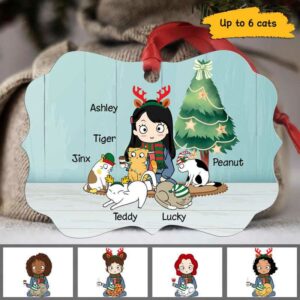 Christmas Ornament A Girl And Her Cat Personalized Christmas Ornament Pack 1