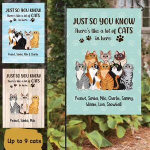 Garden Flag A Lot Of Cats In Here Sitting Cartoon Cats Personalized Garden Flag 12"x18"