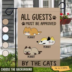 Garden Flag All Guests Must Be Approved By The Fat Cats Personalized Cat Decorative Garden Flags 12"x18"