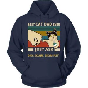 Hoodie Best Cat Dad Ever Just Ask Personalized Hoodie Pullover Hoodie / S / Navy