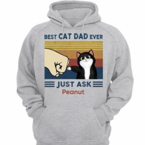 Hoodie & Sweatshirts Best Cat Dad Fluffy Cat Personalized Light Color Hoodie Sweatshirt Hoodie / Ash Hoodie / S
