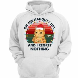 Hoodie & Sweatshirts Grumpy Cat Christmas Regret Nothing Personalized Hoodie Sweatshirt Hoodie / White Hoodie / S