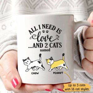 Mugs All I Need Is Love And Cats Personalized Cat Coffee Mug 11oz