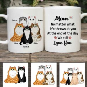 Mugs At The End Of The Day Cat Mom Personalized Mug 11oz