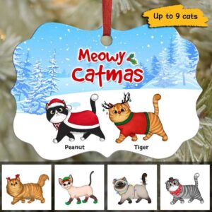 Ornament Winter Wonderland Fluffy Cats Personalized Christmas Ornament Pack 1