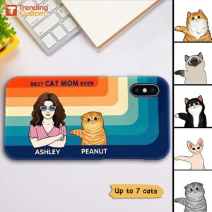 Phone Case Best Cat Mom Dad Fluffy Cat Retro Personalized Phone Case IPHONE / 12 PRO MAX