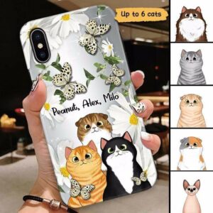 Phone Case Butterfly And Flower Fluffy Cats Personalized Phone Case IPHONE / 12 PRO MAX