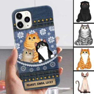Phone Case Cat Mom Denim And Lace Pattern Personalized Phone Case IPHONE / 12 PRO MAX