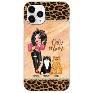 Phone Case Cat Mom Sassy Girl & Fluffy Cats Personalized Phone Case