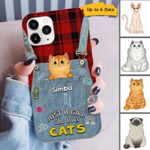 Phone Case Cats In Denim Overalls Pocket Personalized Phone Case IPHONE / 12 PRO MAX