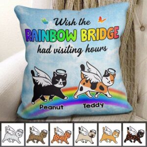 Pillow Cat Memorial Rainbow Bridge Personalized Pillow (Insert Included) 18x18 / Linen