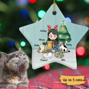 Star Ornament A Girl And Her Cats Personalized Cat Decorative Christmas Ornament Pack 1