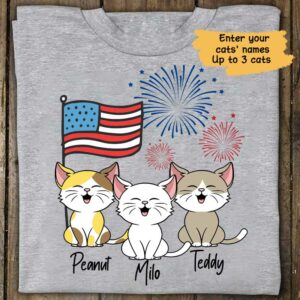 T-shirts 4th Of July Personalized Cat Shirt Classic Tee / S / Ash